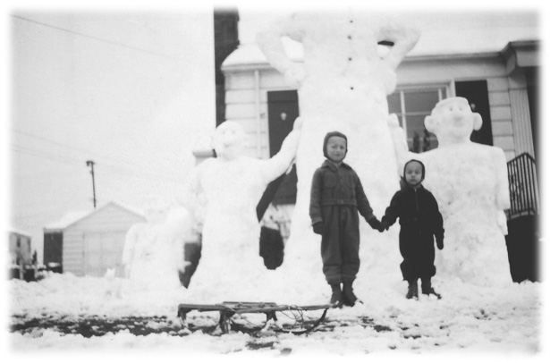 Snowman family with me and brother Robert